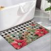 Christmas Bath Mat for Tub,Non Slip Bathroom Floor Runner Rug Quick Dry & Absorbent Diatomaceous Earth Kitchen Room Shower Sink Washable Doormat,Retro Black Plaid Christmas Poinsettia Pine 24"x36" view 1