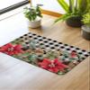 Christmas Bath Mat for Tub,Non Slip Bathroom Floor Runner Rug Quick Dry & Absorbent Diatomaceous Earth Kitchen Room Shower Sink Washable Doormat,Retro Black Plaid Christmas Poinsettia Pine 24"x36" view 2