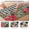Christmas Bath Mat for Tub,Non Slip Bathroom Floor Runner Rug Quick Dry & Absorbent Diatomaceous Earth Kitchen Room Shower Sink Washable Doormat,Retro Black Plaid Christmas Poinsettia Pine 24"x36" view 3