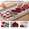 Boho Valentine's Bath Mat for Tub,Non Slip Bathroom Floor Runner Rug Quick Dry & Absorbent Diatomaceous Earth Kitchen Room Shower Sink Washable Doormat,Saint Love Heart Buffalo Plaid Rose 16"x24" view 3