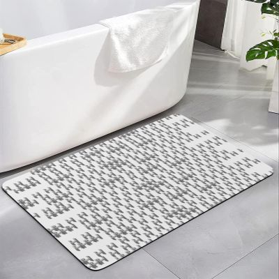 Geometric Letters Bath Mat for Tub,Non Slip Bathroom Floor Runner Rug Quick Dry & Absorbent Diatomaceous Earth Kitchen Shower Sink Washable Doormat,Grey White Abstract Minimalistic Modern Art 16"x24"