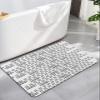 Geometric Letters Bath Mat for Tub,Non Slip Bathroom Floor Runner Rug Quick Dry & Absorbent Diatomaceous Earth Kitchen Shower Sink Washable Doormat,Grey White Abstract Minimalistic Modern Art 16"x24" view 1