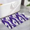 Geometric Blue Bath Mat for Tub,Non Slip Bathroom Floor Runner Rug Quick Dry & Absorbent Diatomaceous Earth Shower Sink Kitchen Living Room Washable Doormat,Modern Abstract Stripes Gray White 16"x24" view 1