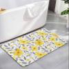 Yellow Grey Flower Bath Mat for Tub,Non Slip Bathroom Floor Runner Rug Quick Dry & Absorbent Diatomaceous Earth Shower Sink Washable Doormat,Abstract Aesthetics Country Rustic Chic Floral 16"x24" view 1