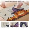 Horror Halloween Bath Mat for Tub,Non Slip Bathroom Floor Runner Rug Quick Dry & Absorbent Diatomaceous Earth Kitchen Room Shower Sink Washable Doormat,Skull Pumpkin Bat Berry Purple Orange 16"x24" view 3