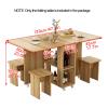 Folding Dining Table, Versatile Dinner Table with 6 Wheels and 2 Storage Racks, Wooden Study Workstation PC Laptop Table, Home Office Space Saving Drop Leaf Desk for Kitchen Bedroom Living Room view 2