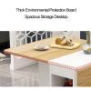 Folding Dining Table, Versatile Dinner Table with 6 Wheels and 2 Storage Racks, Wooden Study Workstation PC Laptop Table, Home Office Space Saving Drop Leaf Desk for Kitchen Bedroom Living Room view 4