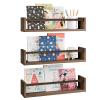 Fixwal Nursery Book Shelves, 16.5 Inch Floating Bookshelves for Wall Set of 3, Baby Nursery Decor, Solid Wood Wall Mounted Shelves for Books, Toys and Decor Storage (Brown) view 1
