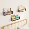 Fixwal Nursery Book Shelves, 16.5 Inch Floating Bookshelves for Wall Set of 3, Baby Nursery Decor, Solid Wood Wall Mounted Shelves for Books, Toys and Decor Storage (Brown) view 2