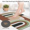 Abstract Modern Bath Mat for Tub,Non Slip Bathroom Floor Runner Rug Quick Dry & Absorbent Diatomaceous Earth Kitchen Room Shower Sink Washable Doormat,Farmhouse Brown Geometric Middle Century 20"x32" view 4