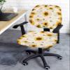 Farmhouse Sunflowers Office Chair Cover Stretchable Computer Chair Seat Cover Backrest Slipcovers, Spring Bee Blooming Floral Black Stretchable Rotating Desk Chair Seat Cushion Split Protectors view 3