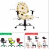 Farmhouse Sunflowers Office Chair Cover Stretchable Computer Chair Seat Cover Backrest Slipcovers, Spring Bee Blooming Floral Black Stretchable Rotating Desk Chair Seat Cushion Split Protectors view 4