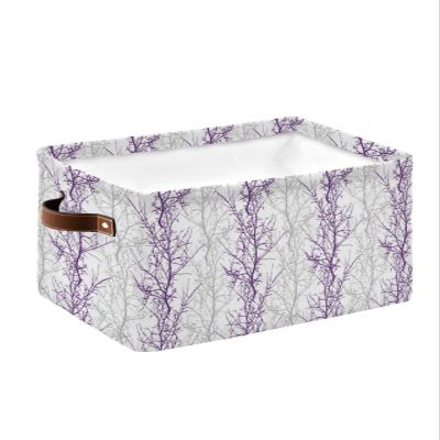 Abstract Branch Large Storage Baskets Bins Winter Forest Gradient Purple Grey Tree Collapsible Storage Box Laundry Organizer for Closet Shelf Nursery Kids Bedroom 15x11x9.5 1 Pack