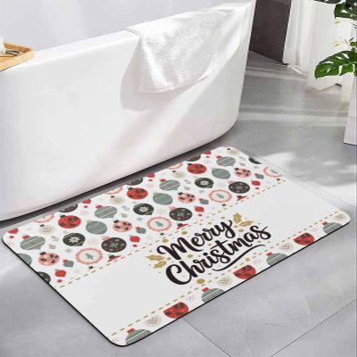 Christmas Bath Mat for Tub,Non Slip Bathroom Floor Runner Rug Quick Dry & Absorbent Diatomaceous Earth Kitchen Room Shower Sink Washable Doormat,Farmhouse Vintage Colored Light Ball Beige 18"x30"