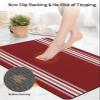 Abstract Farmhouse Stripes Bath Mat for Tub,Non Slip Bathroom Floor Runner Rug Quick Dry & Absorbent Diatomaceous Earth Kitchen Room Shower Sink Washable Doormat,Geometric Burgundy Red White 24"x36" view 4