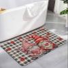 Love Gnomes Bath Mat for Tub,Non Slip Bathroom Floor Runner Rug Quick Dry & Absorbent Diatomaceous Earth Shower Sink Kitchen Living Room Washable Doormat,Valentine's Day Black White Lattice 18"x30" view 1