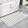 Abstract Stripes Bath Mat for Tub,Non Slip Bathroom Floor Runner Rug Quick Dry & Absorbent Diatomaceous Earth Shower Sink Kitchen Living Room Washable Doormat,Blue White Modern Geometric Art 20"x32" view 1