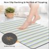 Abstract Stripes Bath Mat for Tub,Non Slip Bathroom Floor Runner Rug Quick Dry & Absorbent Diatomaceous Earth Shower Sink Kitchen Living Room Washable Doormat,Blue White Modern Geometric Art 20"x32" view 4