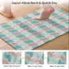 Geometric Teal Bath Mat for Tub,Non Slip Bathroom Floor Runner Rug Quick Dry & Absorbent Diatomaceous Earth Kitchen Room Shower Sink Washable Doormat,Red Green Modern Abstract Minimalist Art 18"x30" view 3