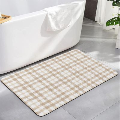 YESOF66 Diatomaceous Earth Bath Rug Bathtub Mat, Autunm Bigge Lattice Quick Dry Non-Slip Diatomite Mud Bathroom Floor Rugs for Bath Tub Kitchen Absorbent Pad, 16x24 Inch