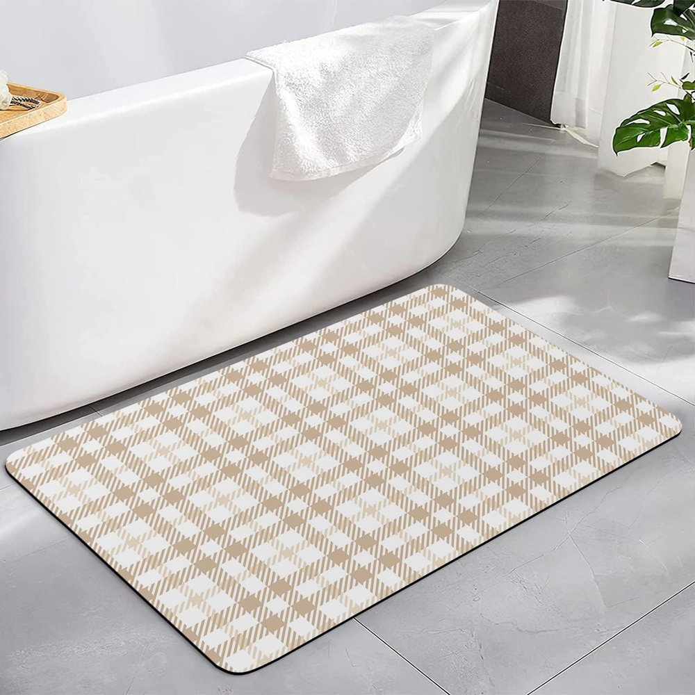 YESOF66 Diatomaceous Earth Bath Rug Bathtub Mat, Autunm Bigge Lattice Quick Dry Non-Slip Diatomite Mud Bathroom Floor Rugs for Bath Tub Kitchen Absorbent Pad, 16x24 Inch