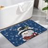 Christmas Bath Mat for Tub,Non Slip Bathroom Floor Runner Rug Quick Dry & Absorbent Diatomaceous Earth Kitchen Room Shower Sink Washable Doormat,Winter Blue Snowman Snowflake Pine Berry Plaid 16"x24" view 1