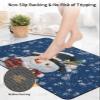 Christmas Bath Mat for Tub,Non Slip Bathroom Floor Runner Rug Quick Dry & Absorbent Diatomaceous Earth Kitchen Room Shower Sink Washable Doormat,Winter Blue Snowman Snowflake Pine Berry Plaid 16"x24" view 4