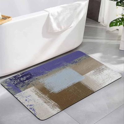 Elegant Purple Bath Mat for Tub,Non Slip Bathroom Floor Runner Rug Quick Dry & Absorbent Diatomaceous Earth Kitchen Room Shower Sink Washable Doormat,Retro Brown Beige Modern Oil Painting 24"x36"