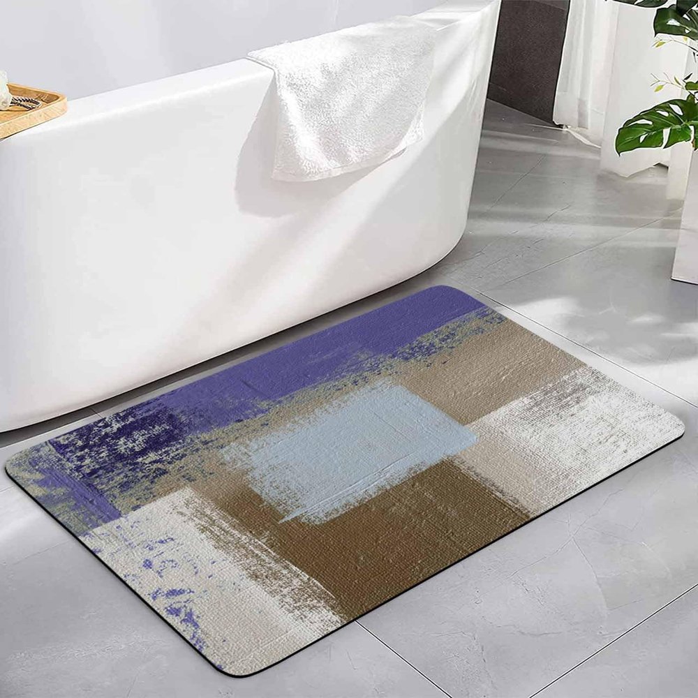 Elegant Purple Bath Mat for Tub,Non Slip Bathroom Floor Runner Rug Quick Dry & Absorbent Diatomaceous Earth Kitchen Room Shower Sink Washable Doormat,Retro Brown Beige Modern Oil Painting 24"x36"