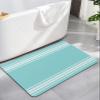 Aqua Geometric Bath Mat for Tub,Non Slip Bathroom Floor Runner Rug Quick Dry & Absorbent Diatomaceous Earth Kitchen Room Shower Sink Washable Doormat,Modern Abstract Farmhouse White Stripes 18"x30" view 1