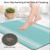 Aqua Geometric Bath Mat for Tub,Non Slip Bathroom Floor Runner Rug Quick Dry & Absorbent Diatomaceous Earth Kitchen Room Shower Sink Washable Doormat,Modern Abstract Farmhouse White Stripes 18"x30" view 4