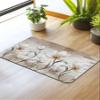 Elegant Teal Tulip Bath Mat for Tub,Non Slip Bathroom Floor Runner Rug Quick Dry & Absorbent Diatomaceous Earth Shower Sink Washable Doormat,Brown White Spring Flower Floral Aesthetic Leaves 24"x36" view 2