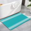 Geometric Turquoise Bath Mat for Tub,Non Slip Bathroom Floor Runner Rug Quick Dry & Absorbent Diatomaceous Earth Kitchen Room Shower Sink Washable Doormat,Abstract Country Rustic White Stripes 24"x36" view 1