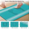 Geometric Turquoise Bath Mat for Tub,Non Slip Bathroom Floor Runner Rug Quick Dry & Absorbent Diatomaceous Earth Kitchen Room Shower Sink Washable Doormat,Abstract Country Rustic White Stripes 24"x36" view 3