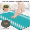 Geometric Turquoise Bath Mat for Tub,Non Slip Bathroom Floor Runner Rug Quick Dry & Absorbent Diatomaceous Earth Kitchen Room Shower Sink Washable Doormat,Abstract Country Rustic White Stripes 24"x36" view 4