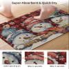 Christmas Winter Bath Mat for Tub,Non Slip Bathroom Floor Runner Rug Quick Dry & Absorbent Diatomaceous Earth Shower Sink Kitchen Living Room Washable Doormat,Snowflake Snowman Plaid Red 20"x32" view 3