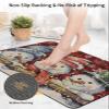 Christmas Winter Bath Mat for Tub,Non Slip Bathroom Floor Runner Rug Quick Dry & Absorbent Diatomaceous Earth Shower Sink Kitchen Living Room Washable Doormat,Snowflake Snowman Plaid Red 20"x32" view 4
