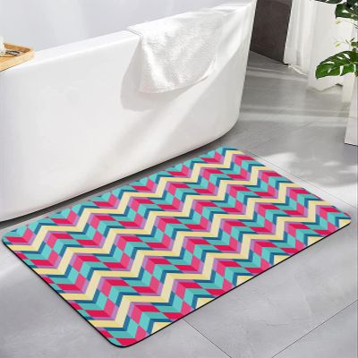 Abstract Geometric Colorful Bath Mat for Tub,Non Slip Bathroom Floor Runner Rug Quick Dry & Absorbent Diatomaceous Earth Kitchen Shower Sink Washable Doormat,Contemporary Minimalist Lines Art 18"x30"