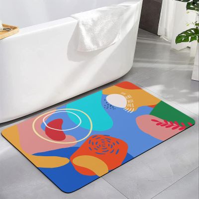 Abstract Contemporary Bath Mat for Tub,Non Slip Bathroom Floor Runner Rug Quick Dry & Absorbent Diatomaceous Earth Kitchen Shower Sink Washable Doormat,Minimalist Art Mo-randi Colored 24"x36"