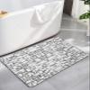 Black Gray Bath Mat for Tub,Non Slip Bathroom Floor Runner Rug Quick Dry & Absorbent Diatomaceous Earth Kitchen Room Shower Sink Washable Doormat,Retro City Castle Cartoon Modern Building 16"x24" view 1
