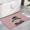 Christmas Snowman Bath Mat for Tub,Non Slip Bathroom Floor Runner Rug Quick Dry & Absorbent Diatomaceous Earth Shower Sink Kitchen Living Room Washable Doormat,Rustic Blush Pink Snowflake 18"x30" view 1