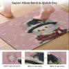 Christmas Snowman Bath Mat for Tub,Non Slip Bathroom Floor Runner Rug Quick Dry & Absorbent Diatomaceous Earth Shower Sink Kitchen Living Room Washable Doormat,Rustic Blush Pink Snowflake 18"x30" view 3