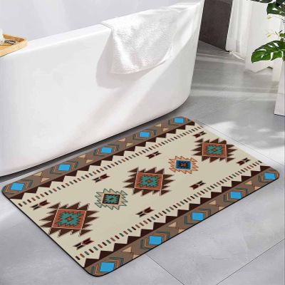 Multicolor Boho Bath Mat for Tub,Non Slip Bathroom Floor Runner Rug Quick Dry & Absorbent Diatomaceous Earth Kitchen Room Shower Sink Washable Doormat,Western Southwest Native American Indian 20"x32"