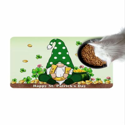 Gnomes Bath Mat for Tub,Non Slip Bathroom Floor Runner Rug Quick Dry & Absorbent Diatomaceous Earth Shower Sink Kitchen Living Room Washable Doormat,St. Patrick's Day Shamrock Coin Horseshoe 16"x24"
