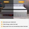 Black and White Bed Skirt King Size 16 Inch Drop, Modern Lines Abstract Art Aesthetics Adjustable Elastic Wrap Around Bed Skirts Pleated Bed Ruffles Bedskirt for Bedroom Hotel view 3