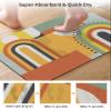Abstract Orange Bath Mat for Tub,Non Slip Bathroom Floor Runner Rug Quick Dry & Absorbent Diatomaceous Earth Kitchen Room Shower Sink Washable Doormat,Modern Geometric Middle Century Casual 20"x32" view 3