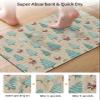 Christmas Bath Mat for Tub,Non Slip Bathroom Floor Runner Rug Quick Dry & Absorbent Diatomaceous Earth Shower Sink Kitchen Living Room Washable Doormat,Cartoon Santa Teal Rustic Xmas Tree 18"x30" view 3
