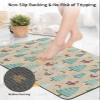 Christmas Bath Mat for Tub,Non Slip Bathroom Floor Runner Rug Quick Dry & Absorbent Diatomaceous Earth Shower Sink Kitchen Living Room Washable Doormat,Cartoon Santa Teal Rustic Xmas Tree 18"x30" view 4