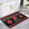 Xmas Boho Ball Bath Mat for Tub,Non Slip Bathroom Floor Runner Rug Quick Dry & Absorbent Diatomaceous Earth Kitchen Shower Sink Washable Doormat,Christmas Black Winter Snowflake Checkered Red 20"x32" view 1