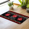 Xmas Boho Ball Bath Mat for Tub,Non Slip Bathroom Floor Runner Rug Quick Dry & Absorbent Diatomaceous Earth Kitchen Shower Sink Washable Doormat,Christmas Black Winter Snowflake Checkered Red 20"x32" view 2